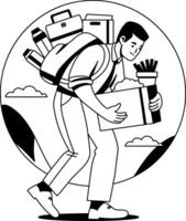 A person having work stress illustration in glyph style vector