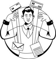 Work manipulation character illustration in glyph style vector