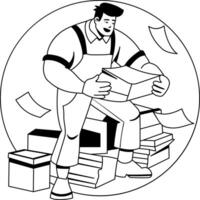 Work burden illustration of a character in glyph style vector