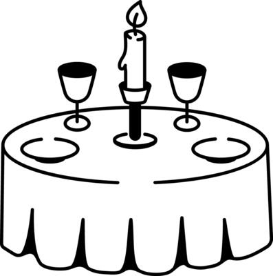 Romantic chandelier dinner icon in doodle style