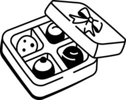 A hand drawn style icon of chocolates box vector