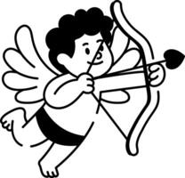 A hand drawn style icon of a cupid vector