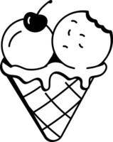 A doodle style icon of an ice cream vector