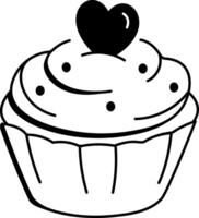 A hand drawn style icon of a cupcake vector