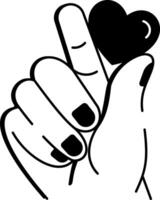 A hand drawn style icon of a heart gesture vector