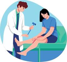 Flat style illustration of an orthopedist checking his patient vector