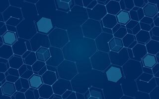 technology banner design, blue background with hexagon pattern vector