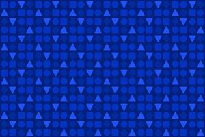 Seamless repeating geometric design with bold blue circles, squares, and triangles vector