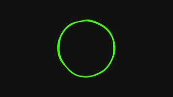 Audio frequency sound waves in the background. Circle sound waveform, futuristic audio spectrum motion background in 4k. Green glowing circle video