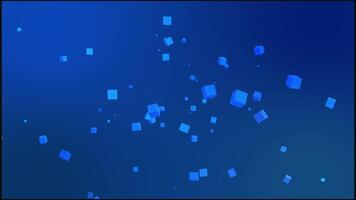 HD footage cube particle animation in Blue background. Blue gradient background with cube particle animation video
