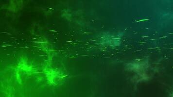 Abstract mirror sparkle motion loop in green background. Abstract green background with particles video