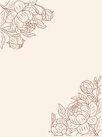 Card template, frame with line art peony flowers vector