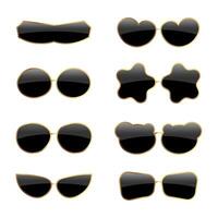 Creative sunglasses pack with gold frame for creative design and fashion illustrations on isolated background vector