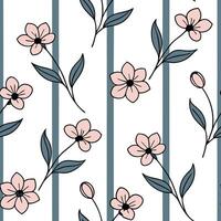 Flat Design a seamless pattern combining vintage stripes with floral motifs for a classic look concept as Create a repeating pattern that blends vintage stripes with delicate flor Clean Pro 6 vector
