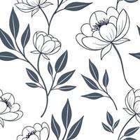 Flat Delicate silver peony seamless pattern with subtle shimmer on white background concept as Subtle shimmering silver peonies creating a delicate seamless pattern perfect for ele Clean Pro vector