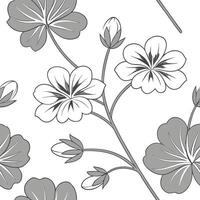 Flat Delicate silver geranium seamless pattern with subtle shimmer on white background concept as Subtle shimmering silver geraniums creating a delicate seamless pattern perfect fo Clean Pro vector