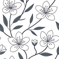 Flat Delicate spring floral seamless pattern with fine lines and muted color palette for soft and tranquil designs concept as Soft spring floral pattern featuring delicate lines an Clean Pro vector