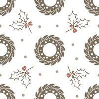 Flat Recycled Paper Christmas Wreath concept as A seamless minimal background featuring a repeating pattern of Christmas wreaths made from recycled paper symbolizing a sustainable Clean Pro vector