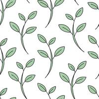 Flat Soft green sprouts seamless tile pattern with delicate leaves representing natures rebirth and growth concept as Delicate soft green sprouts and leaves create a seamless tile Clean Pro vector
