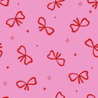 Seamless pattern with red bows on a pink background. graphics vector