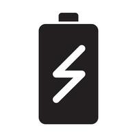 Minimalist icon design showing a battery with a lightning symbol, symbolizing energy and electricity. vector