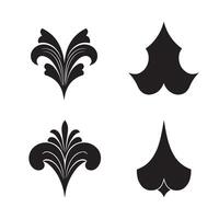 Floral swirl calligraphic ornament flower shape star leaf heart shaped bell silhouette icon set for unique design compositions vector