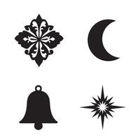 Decorative pattern flower shape star leaf swirl calligraphic ornament heart shaped bell silhouette icon set for artistic compositions vector