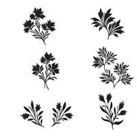 Modern flower shape star leaf swirl calligraphic ornament heart shaped bell silhouette icon set for elegant branding projects vector
