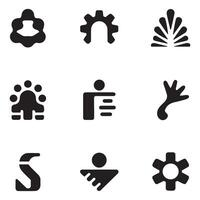 A High Quality Compilation of Black Silhouette Icons Featuring Abstract Nature Inspired and Symbolic Design Forms vector