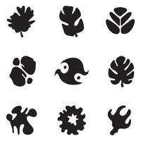 A Collection of Black and White Silhouette Icons Depicting Nature Shapes Abstract Symbols and Creative Forms vector