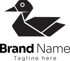 Modern duck logo with geometric Shapes in black and white, minimal and modern duck vector