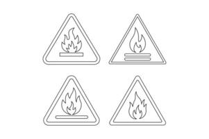 Fire Safety Triangle Warning Sign Collections, caution fire triangle sign, fire safety triangle icon, warning flame hazard icon, fire triangle symbol, caution flammable area vector