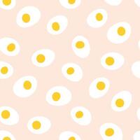 Seamless Boiled Egg Pattern on Soft Pastel Background Cute and Minimalist Food Illustration vector