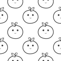 hand draw seamless pattern of orange fruit characters vector
