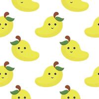 seamless pattern of mango fruit characters vector