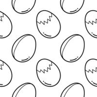 seamless pattern of hand drawn cracked eggs and whole eggs vector
