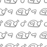 seamless pattern hand drawn fried chicken vector