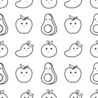 seamless pattern hand drawn fruit characters vector