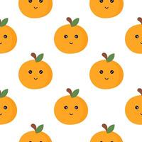 seamless pattern of orange fruit characters vector
