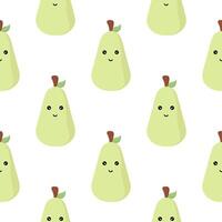 seamless pattern of pear fruit characters vector