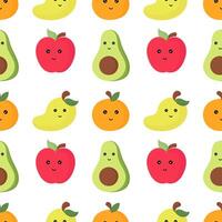 seamless pattern of fruit character illustrations vector