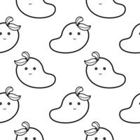 hand draw seamless pattern of mango fruit characters vector