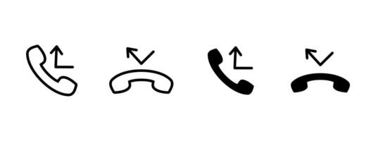 Call icon. Incoming and outgoing phone receiver illustration. Mobile communication symbol for call history, phone app interface and digital contact functions. vector