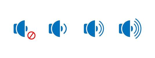 Sound icon. Speaker volume control with mute and sound wave levels illustration. Audio interface symbol for media apps, alerts and notification system UI design. vector
