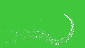 Abstract background with particles trail. Particles swirl and fly. glitter background. fairy dust and beautiful bokeh on green background. Background for celebrations and awards video
