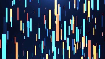 Abstract scene of futuristic cyber world. Digital background with particles and geometric shapes, data analysis technologies, network connection, big data, computer technology concept. Seamless loop video