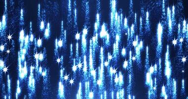 Animation of glittering dust particles and light rain particles. Blue light rays of particles rise up. Abstract luxury background for awards and celebrations. loop video