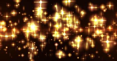 Animated background with glowing particles stars in cartoon style. loop video