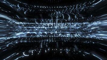 Abstract scene of futuristic cyber world, sci-fi grid, technology glowing surface, neon night scene, digital science background 4K animation, seamless loop, virtual reality concept on dark background video