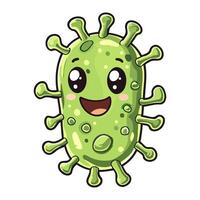 Cute Green Virus Smiling with Spikes vector